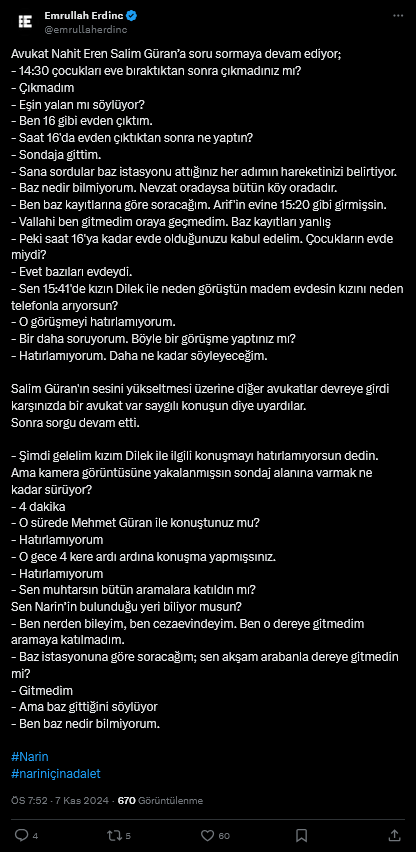 Screenshot 2024 11 07 At 19 54 50 1 Xte Emrullah Erdinc Avukat Nahit Eren Salim Gurana Soru Sormaya Devam Ediyor 14 30 Cocuklari Eve Biraktiktan Sonra Cikmadiniz Mi Cikmadim Esin Yalan Mi Soyluyor Ben 16 Gibi