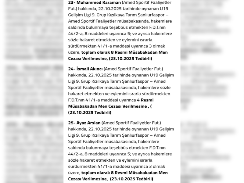 Amedspor U19'Da Hakem Skandalı 5 Oyuncuya Ağır Ceza2