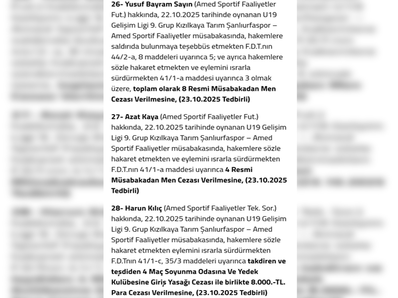 Amedspor U19'Da Hakem Skandalı 5 Oyuncuya Ağır Ceza3