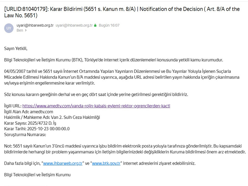 Rojin Kabaiş Haberine Erişim Engeli Amed Tv’ye Btk Kararıyla Sansür4