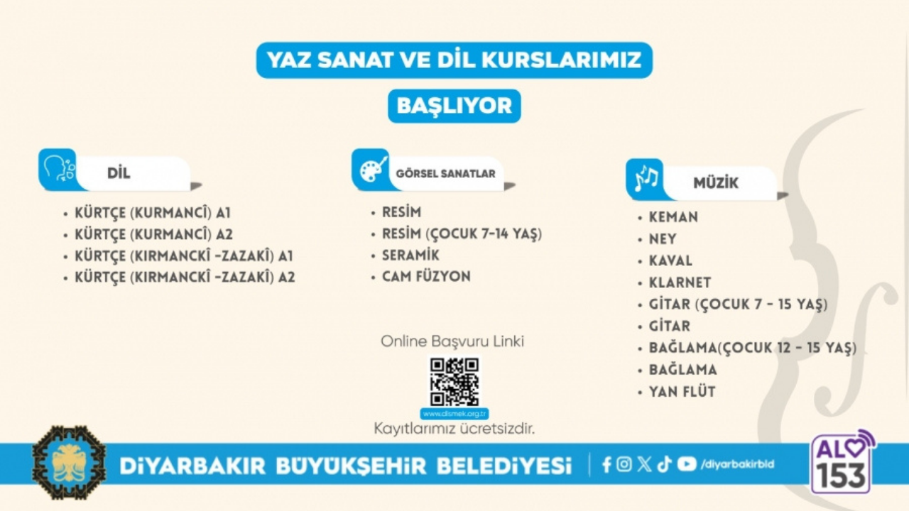 Diyarbakır’da öğrencilere müjde: Ücretsiz yaz kursları başvuruları başladı!