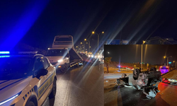 Takla atan araçtan yaralı çıkarıldı, durumu ağır
