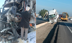 Diyarbakır’da korkunç çarpışma: İki tır ve otomobil birbirine girdi