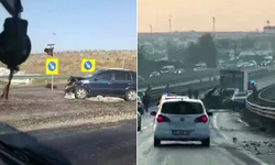 Diyarbakır’da kaygan yolda 5 araç çarpıştı