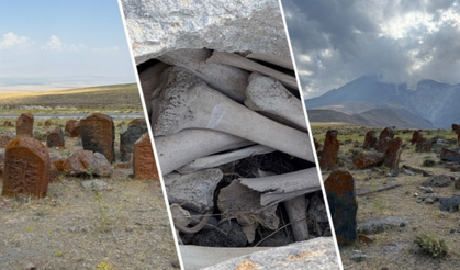 Mezarlıkta insan kemikleri yüzeye çıktı!