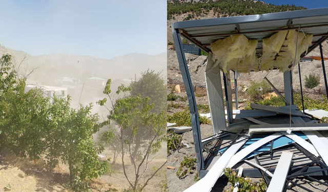 Adıyaman’da şiddetli rüzgar konteyneri uçurdu