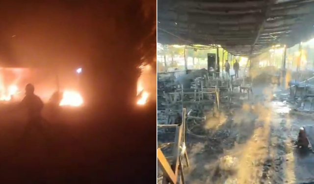 Sabaha karşı alevler otogarı aydınlattı: Restoran kül oldu