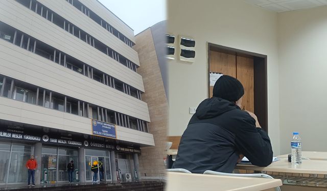 Diyarbakır Dicle Üniversitesi’nde skandal; Öğrenciler mont ve bereyle ders işliyor