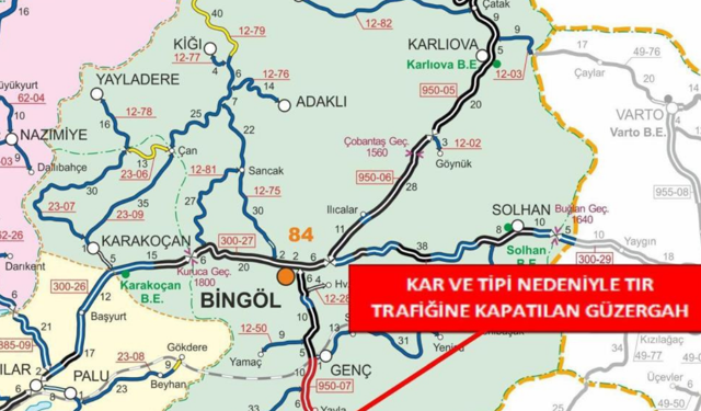 Bingöl–Diyarbakır yolunda tır geçişi durduruldu