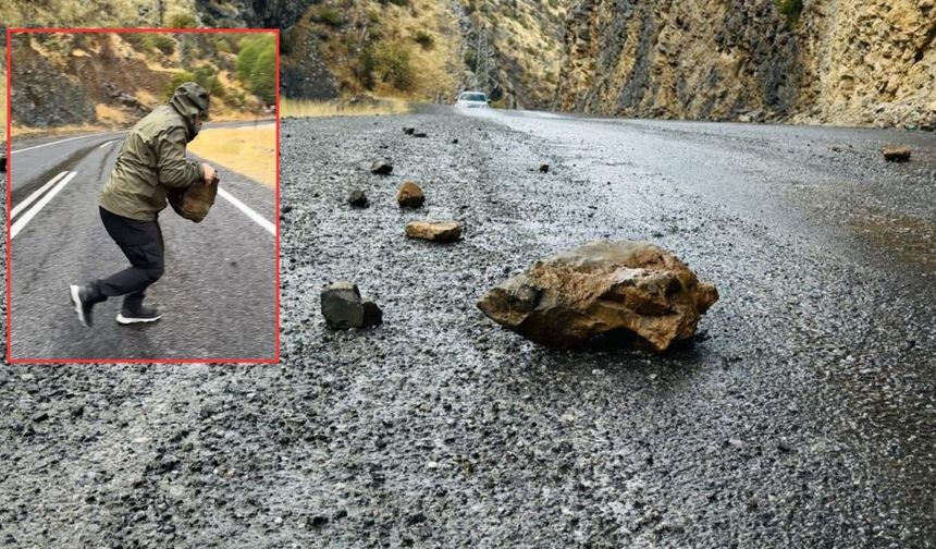 Hakkari'de kaya düşmesi: Dağcılar tek tek taşıdı
