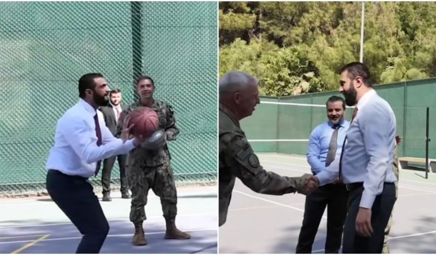 Suriye lideri Şara, ABD'li generallerle basketbol oynadı