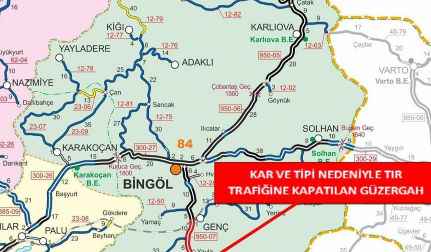 Bingöl–Diyarbakır yolunda tır geçişi durduruldu