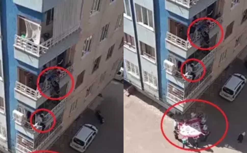 Diyarbakır’da 2. kattan düşmek üzere olan çocuğu komşusu iple kurtardı