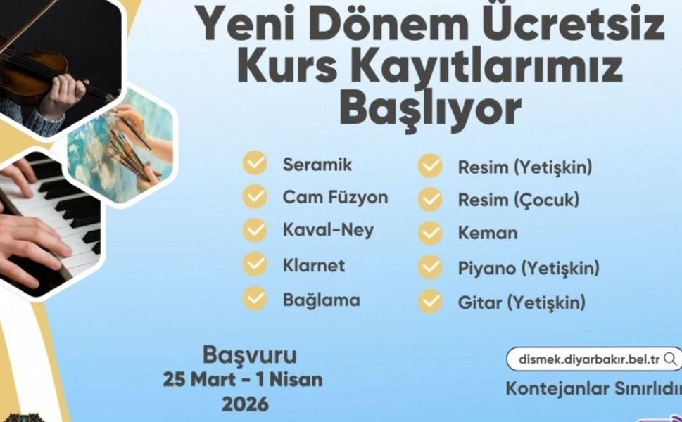 Diyarbakır 'da ücretsiz sanat kursları: Seramik, keman, piyano, resim ve daha fazlası